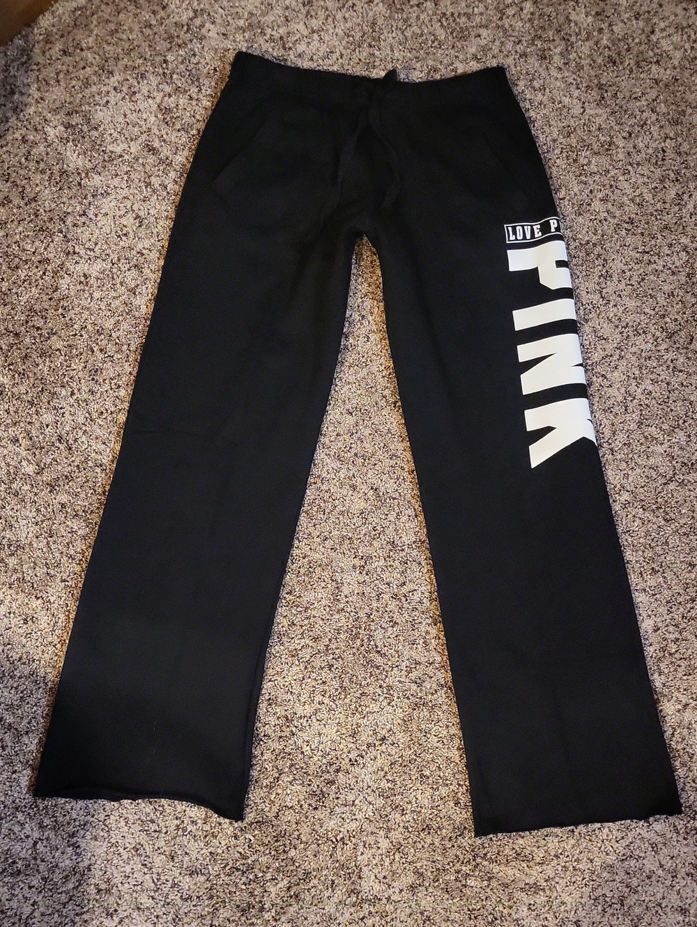 PINK Victoria's Secret Boyfriend Sweatpants XS Black/White EUC - Picture 3 of 7